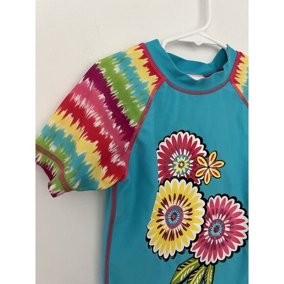 Hanna Andersson Swim Shirt  Girls Size 120 (6-7) Blue Short Sleeve Rash Guard - Picture 7 of 12
